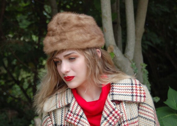 1960s mink hat medium brown blond winter fur hat … - image 3