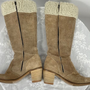 1970s Wrangler boots tan suede with shearling cuffs Size 8 image 7