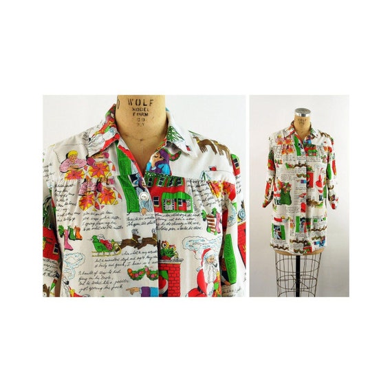 Novelty Christmas smock top shirt Night Before Chr