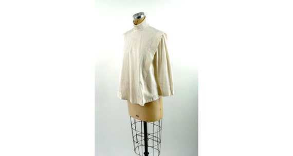Ivory silk jacquard paisley blouse Victorian style