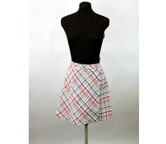 1960s tennis skirt skort plaid seersucker shorts … - image 1