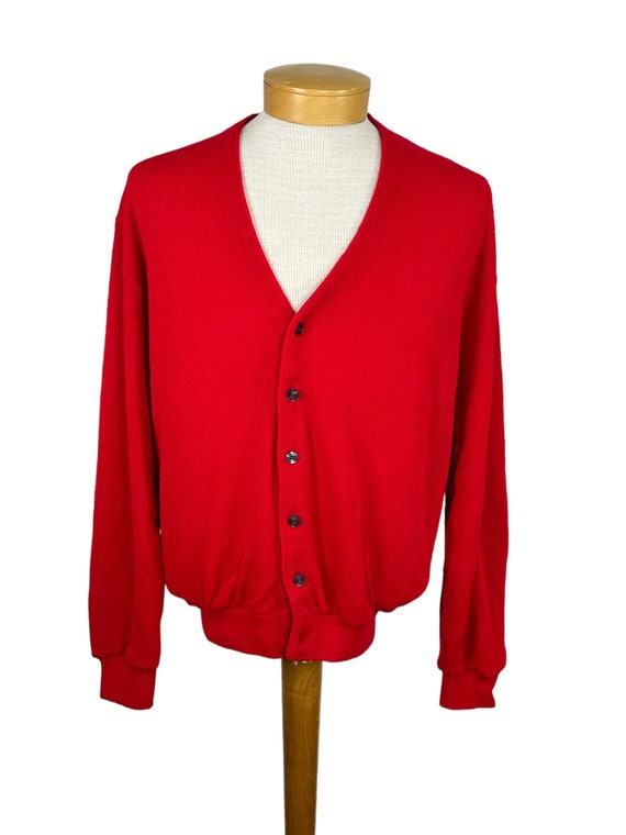 1960s red cardigan sweater by John F Size L/XL  O… - image 1