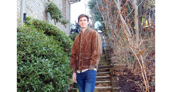 1970s suede jacket by Zero King brown leather bomb