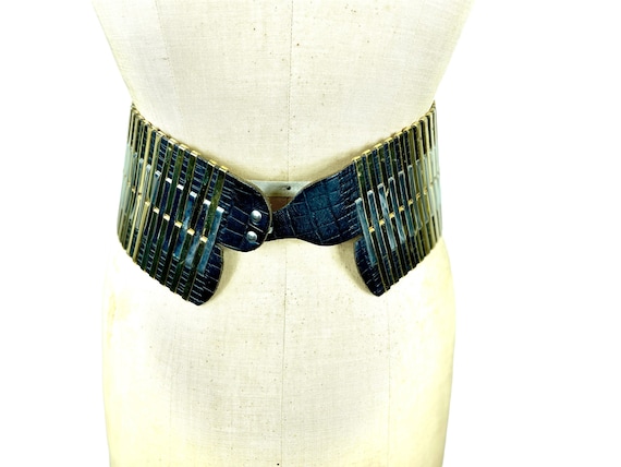 1980s Jose Cotel designer corset belt black leath… - image 3