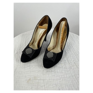 1950s black suede heels pumps by Citations size 6.5