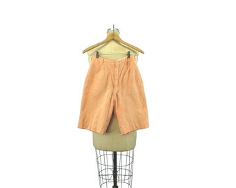 1960s shorts peach linen Bermuda shorts golf shorts Size S