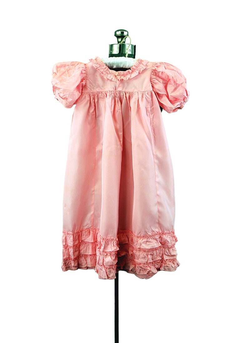 1930s girls dress pink taffeta flower girl dress Easter dress Size 4 image 2