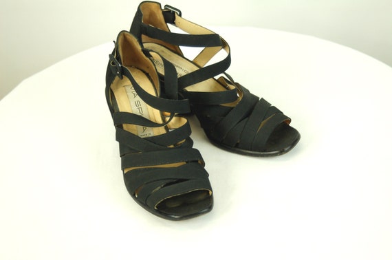 Vintage Black Strappy Sandals Wedge Heel via Spiga for Neiman - Etsy