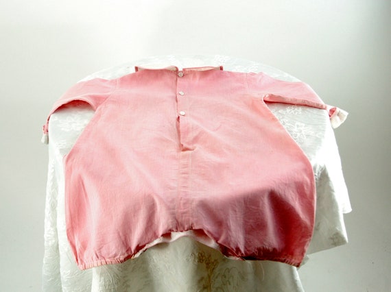 1920s 30s child's romper pink linen bubble with e… - image 5