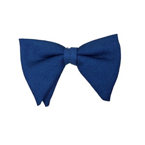 1970s navy blue clip on bow tie Linen