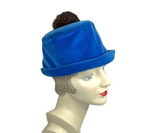 ヴィンテージ ソ連製 ポンポン付きミンクファー帽子 – 1980年代ロシア