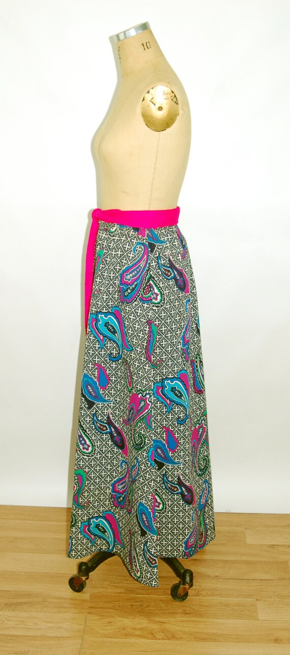 1960s paisley skirt maxi skirt long skirt blue pi… - image 3