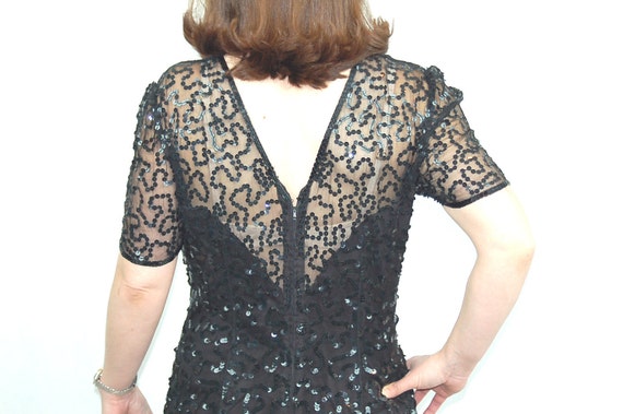 1980s sequin dress, black sequin dress, 80s cockt… - image 3