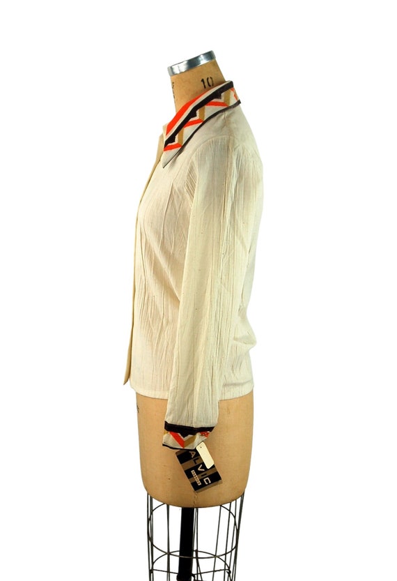 1970s gauze blouse with southwestern tribal desig… - image 4