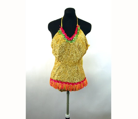 1950s 60s dance costume shiny gold eyelash lame se