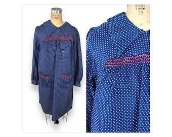 1970s smock top with back buttons cotton Size M/L