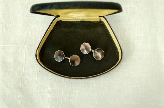 1940s cuff links double sided cuff links abalone c