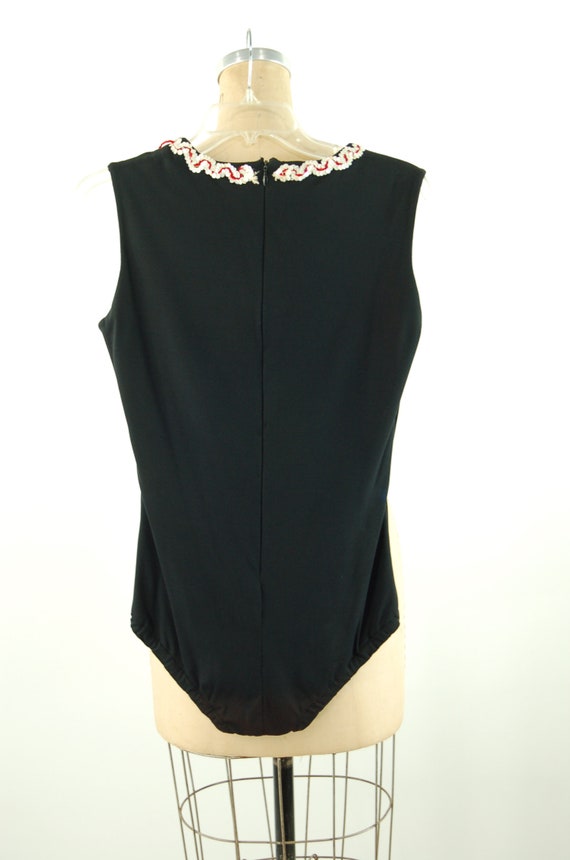 1960s leotard dance costume black with sequins ma… - image 3