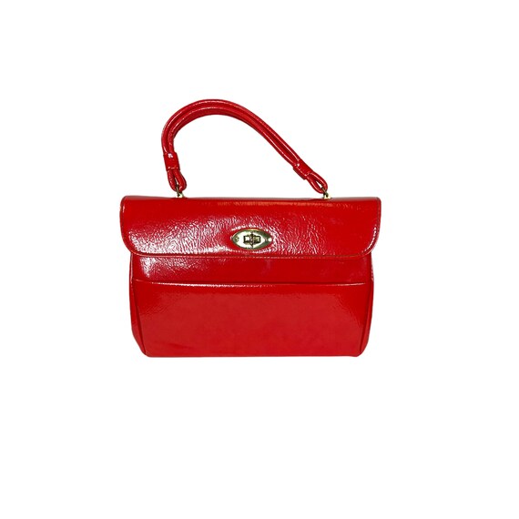 shiny red coach purse
