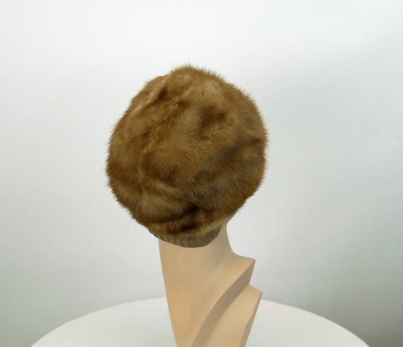 1960s mink hat medium brown blond winter fur hat … - image 7