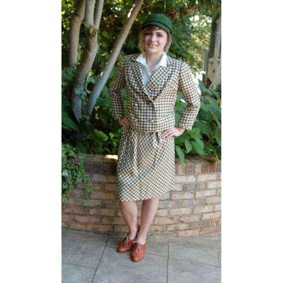 1960s suit skirt suit tweed checked jacket skirt … - image 3