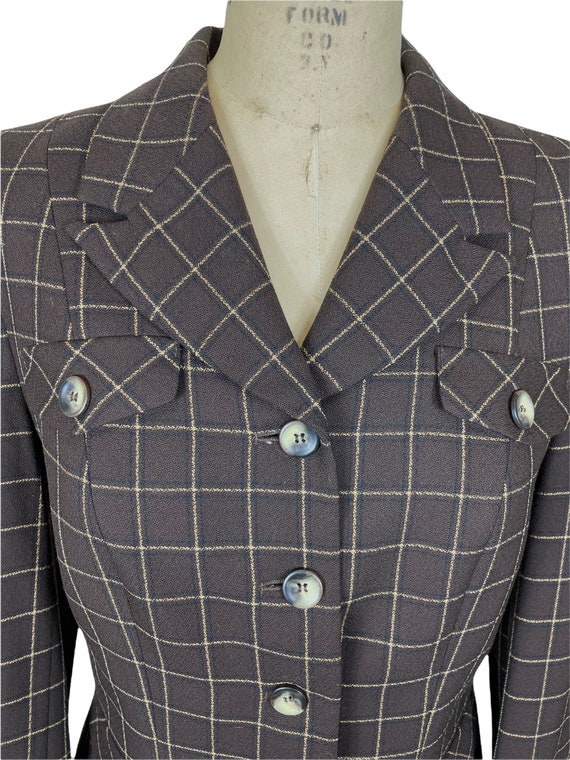 1990s blazer by Pendleton brown wool window pane … - image 4