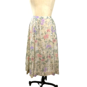 Falda floral de los años 80 y 90, plisada, fluida y semitransparente, talla M