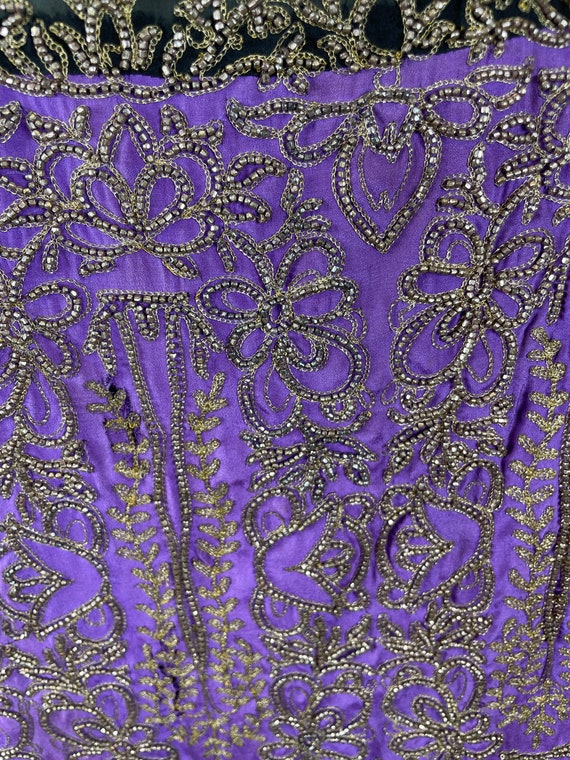 1920s silk chiffon dress black purple with gold b… - image 7