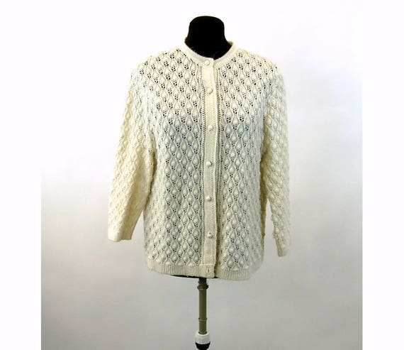 Pointelle cardigan deals sweater