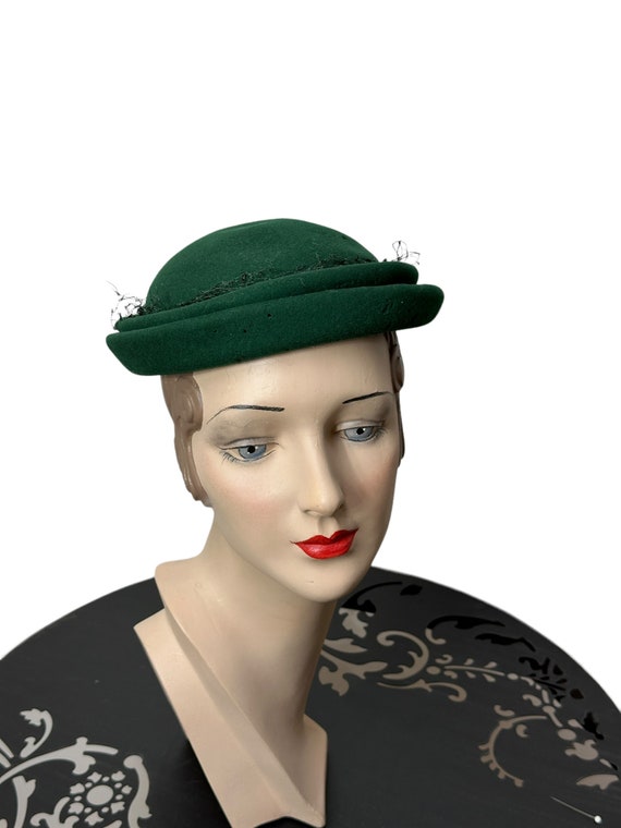 1940s 50s green wool felt Merrimac hat  by Austel… - image 4