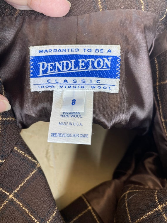1990s blazer by Pendleton brown wool window pane … - image 6