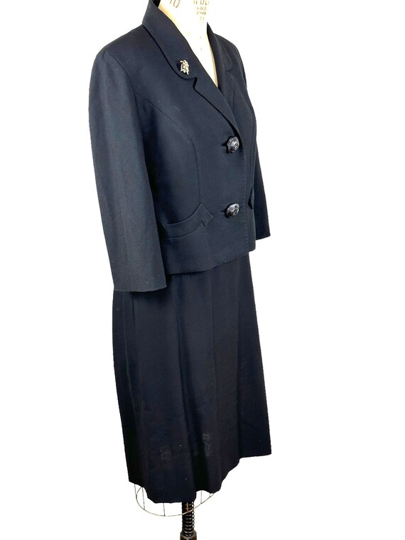 Small 1950s Tan Wool Skirt Suit
