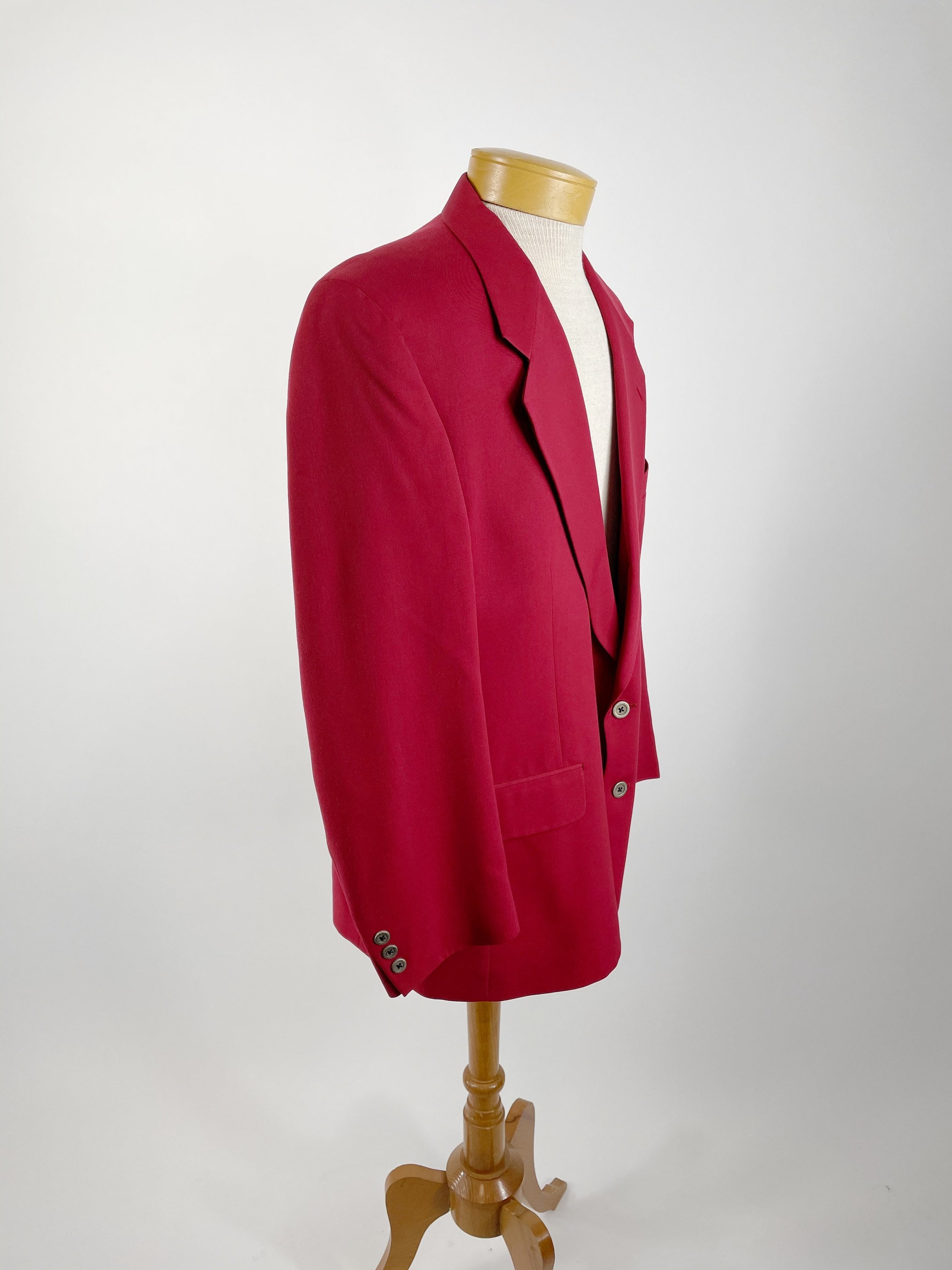 1990 Red Wool Sports Coat by Nicole Miller Novelty Lining