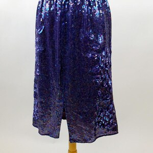 1980s sequin beaded skirt and top purple iridescent Megere silk made in India Size M image 2