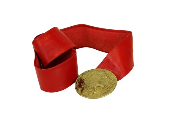 Vintage leather belt with gold Buffalo Nickle buc… - image 2