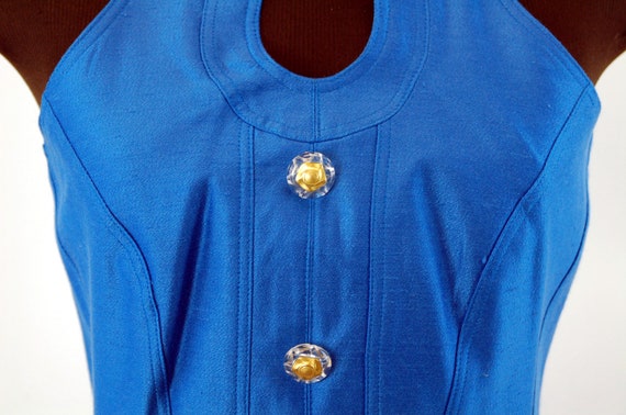 1990s pant suit royal blue tunic and slim pants w… - image 2