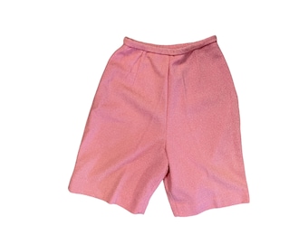 Różowe nylonowe szorty z lat 60. z wysokim stanem, rozmiar S