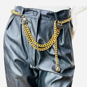 Doncaster retro 60s leather and chain belt Vintage Gold Leather Doncaster Belt Retro Gold Classic 70 main image 4