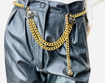 Vintage Black and Rhinestone Guess Chain Belt - Etsy display picture 3