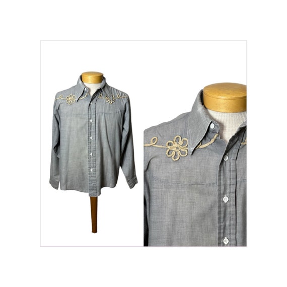 1970s mens western shirt with rope trim by Andy Ne