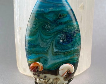 Handmade Lampwork Beach Focal Bead - Tide pools