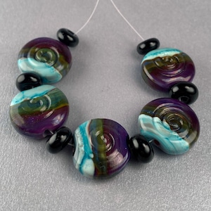 Artisan Lampwork Cone Bead Pair - Swirls