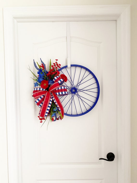 4th of July Wreath Bicycle Spoke Wreath Patriotic Wreath Etsy