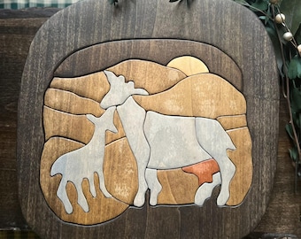 Handmade Wooden Goat Puzzle
