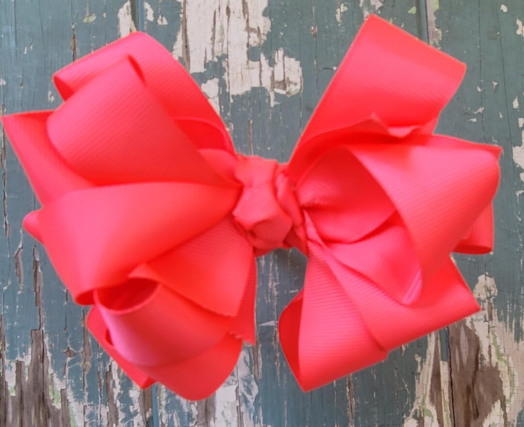 Hot Pink Pageant Hair Bow: Handmade Grosgrain Ribbon Dance Accessory - Etsy