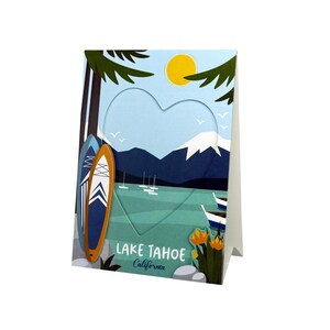 Lake Tahoe Paddleboard Karte | Sommer Reise Postkarte mit Fotorahmen | 4x6 SUP Geschenk