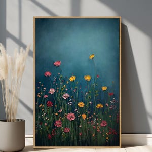 Wildflower Meadow Painting | Vibrant Floral Canvas Art | Serene Botanical Wall Decor for Elegant Interiors