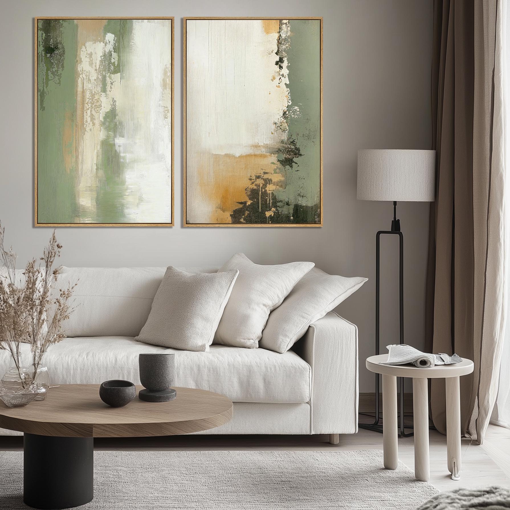 Sage Green Abstract Wall Art Set of 3 | Neutral Modern Minimalist ...