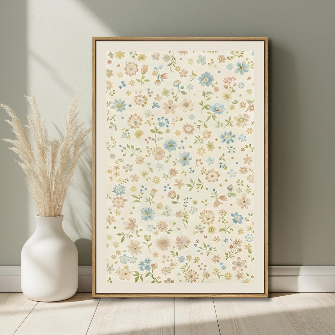 Rustic Floral Art Print | Vintage Botanical Wall Art With Soft Pastel ...