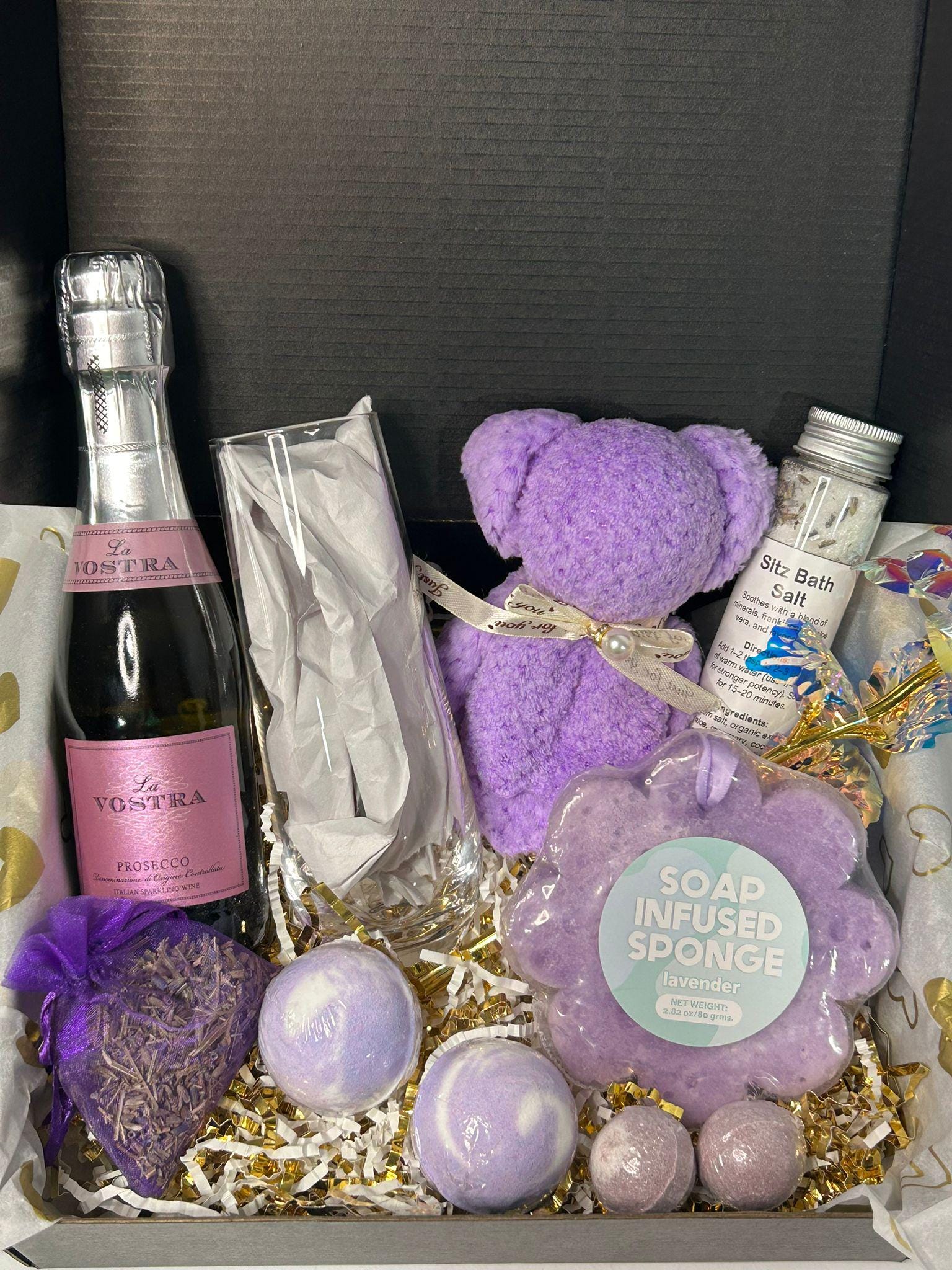 Lavender Luxe Love Gift Box | Spa Gift Set | Relaxation Gift for Her | Self-Care Package | Romantic Pampering Gift| Relaxation Gift